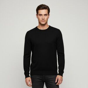 Men's Gap Black Crew Neck Sweater - 100% Cotton - EUC